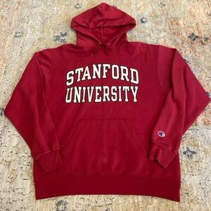 Champion Eco Fleece Red Stanford University Stitched Hoodie Sweatshirt Size M